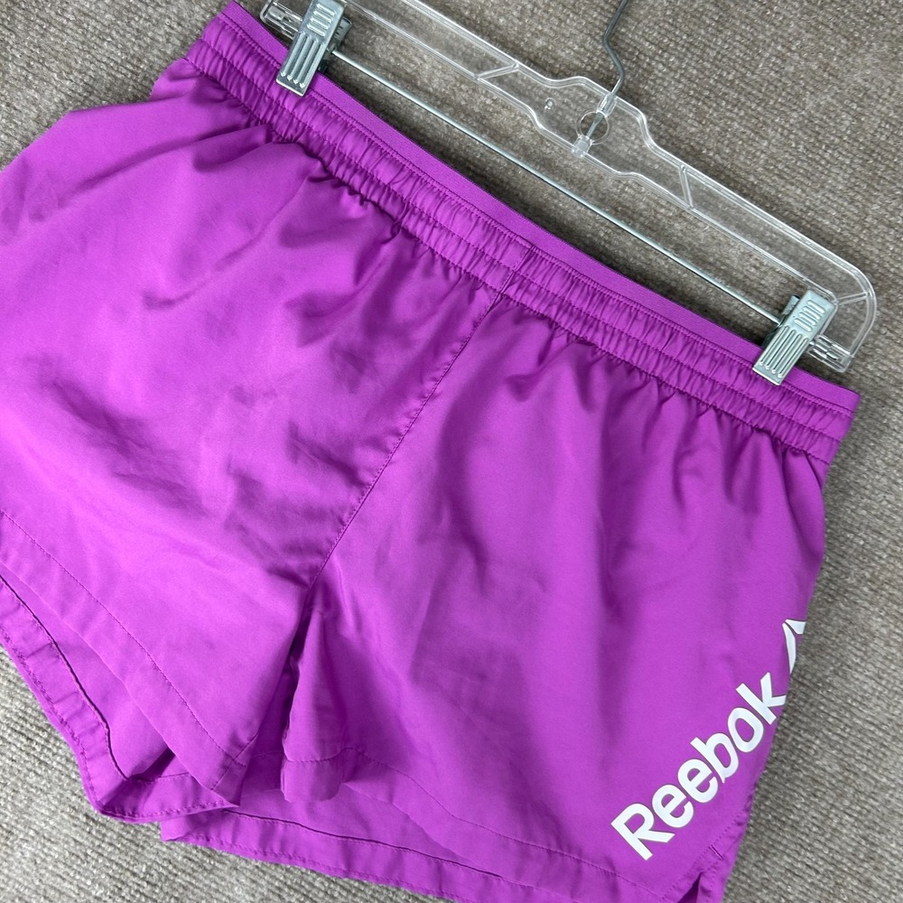 Reebok Staple Running Shorts Women Medium Pink Mid Rise Elastic Waist Athletic